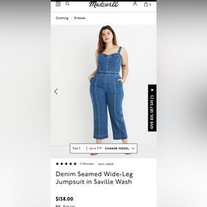 Madewell Tall Denim Seamed Wide-Leg Jumpsuit in Saville Wash
